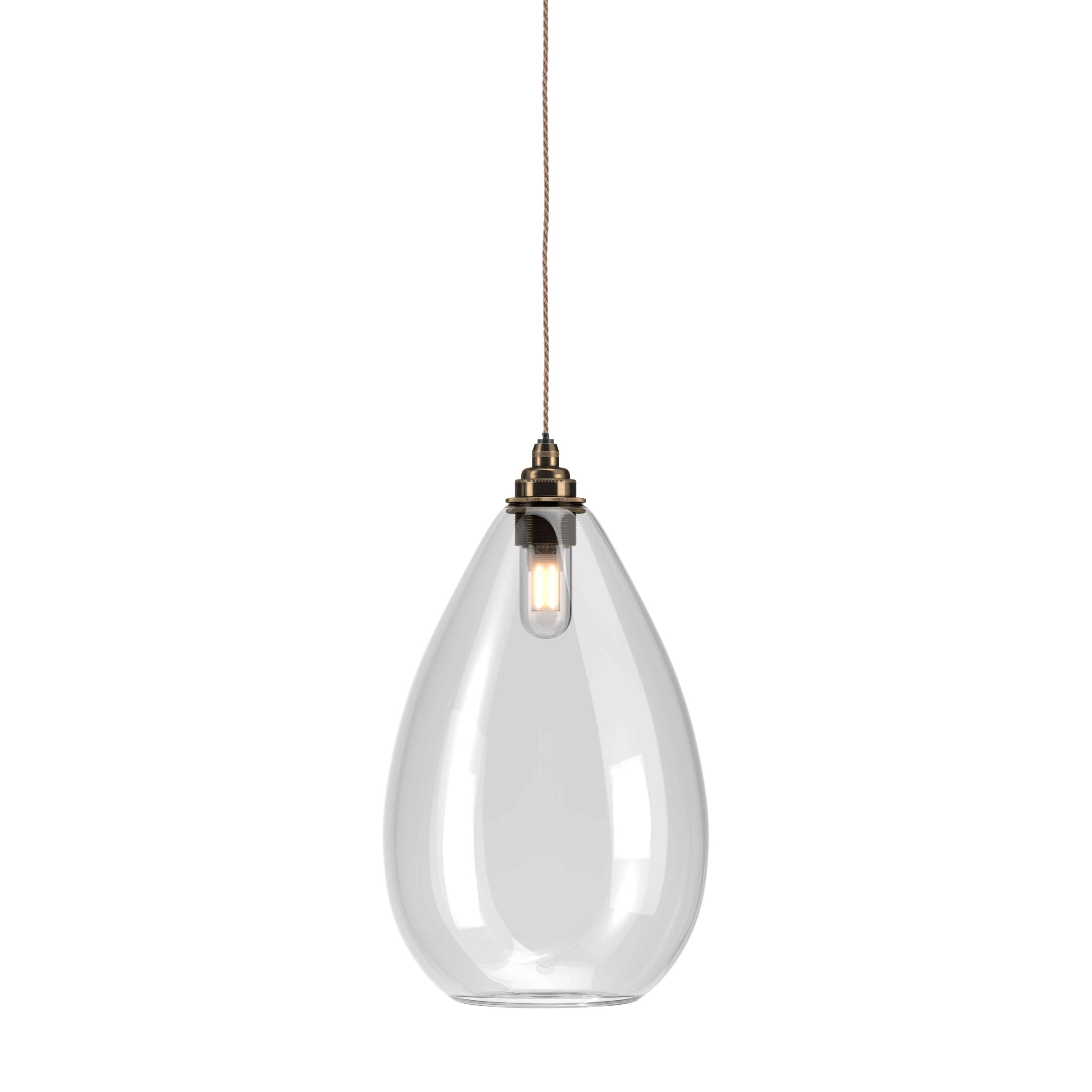 Clear Glass Bell Drop Pendant Cartoon 1 Light White Hanging Light