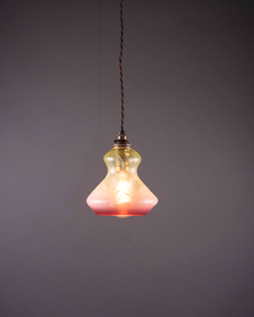 Antique Vaseline & Cranberry Glass Pendant Light - Fritz Fryer UK