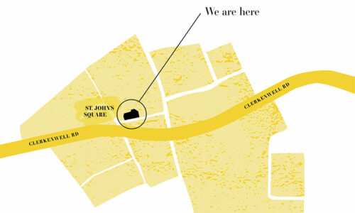 Fritz Fryer Clerkenwell showroom location on yellow map