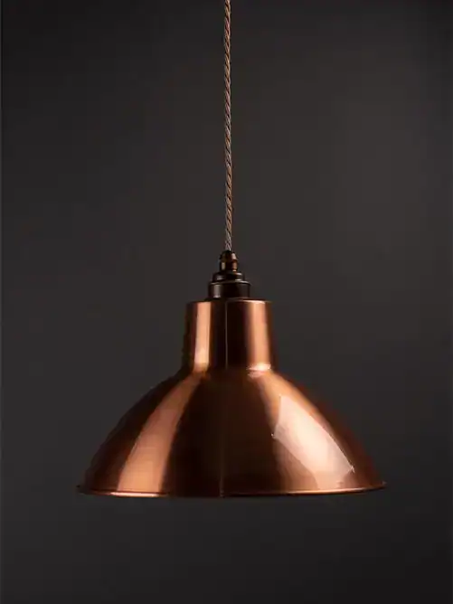 Copper pendant light, modern lighting fixture, interior decor, Fritz Fryer Lighting UK.