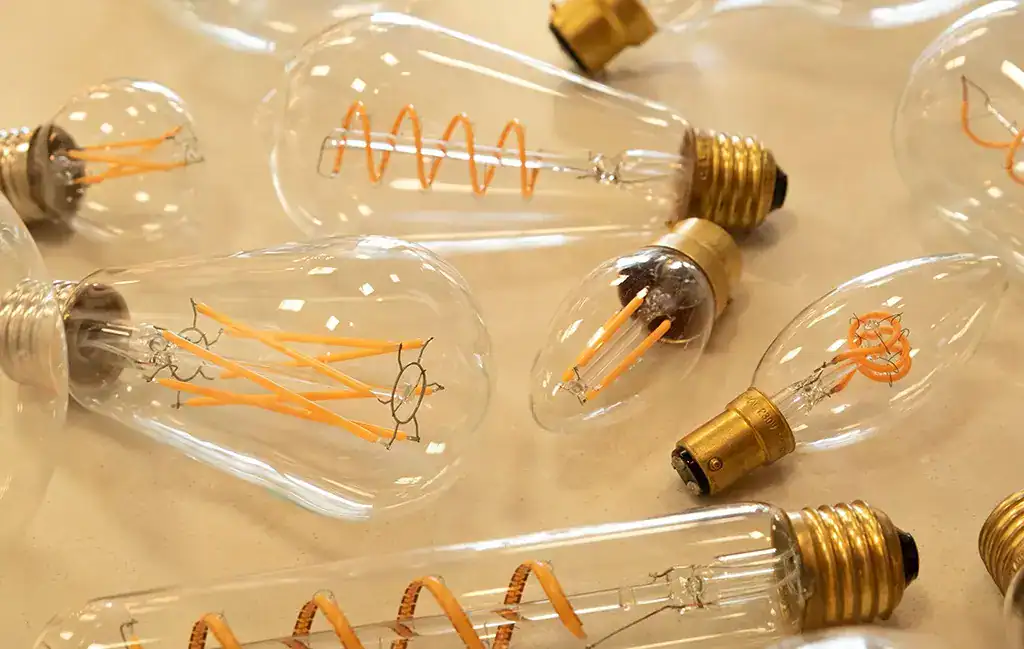 Edison-style filament light bulbs with exposed filaments and vintage design. Perfect for decorative.