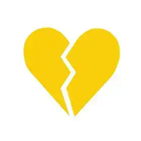 Broken yellow heart icon for emotional themes.