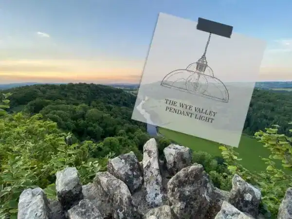 Pendant Light over Valley Landscape.