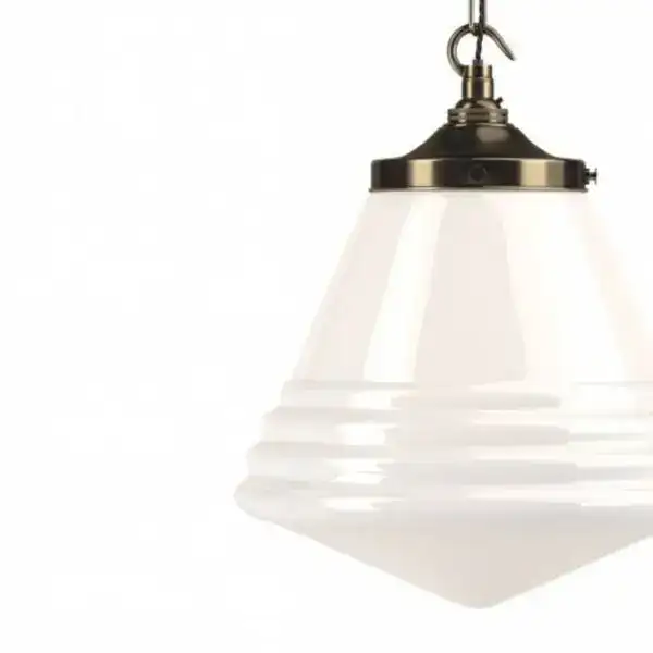 Elegant white pendant light with a classic design, perfect for vintage or modern interiors.