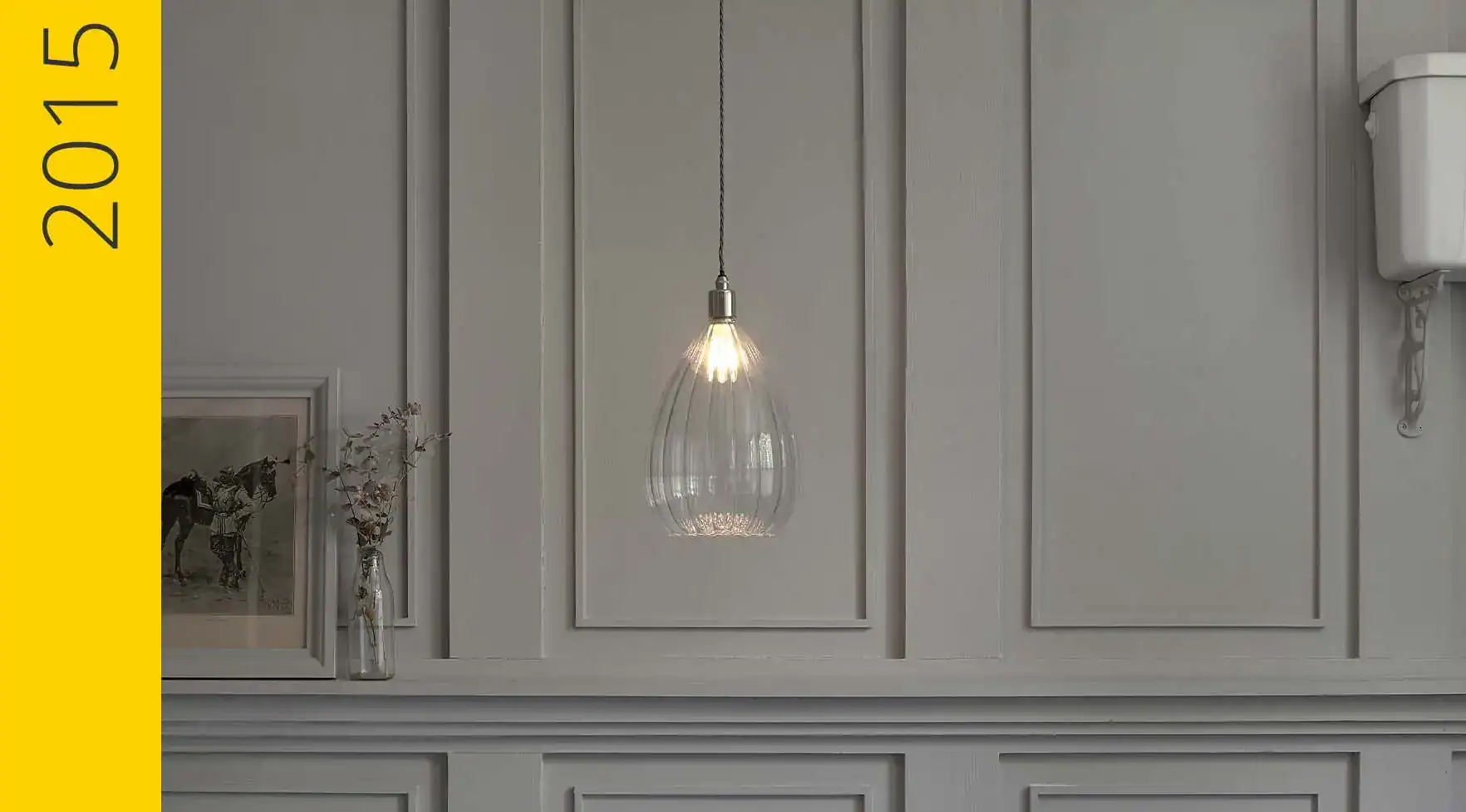 Modern glass pendant light fixture in a contemporary interior.