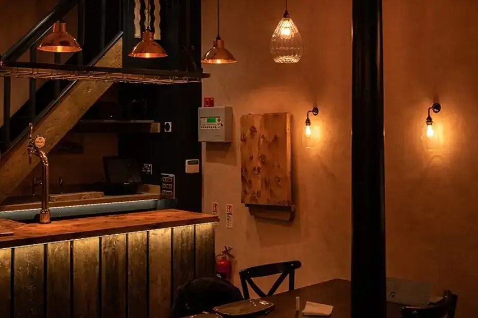 Elegant warm lighting in a modern interior setting.