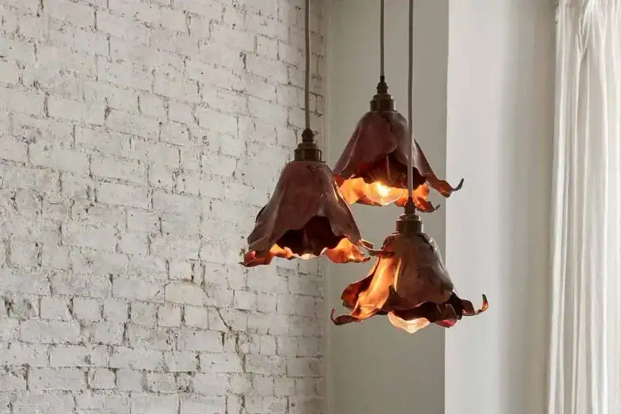 Unique floral pendant lighting fixture.