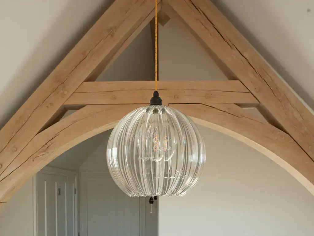 Pendant glass ceiling light fixture.