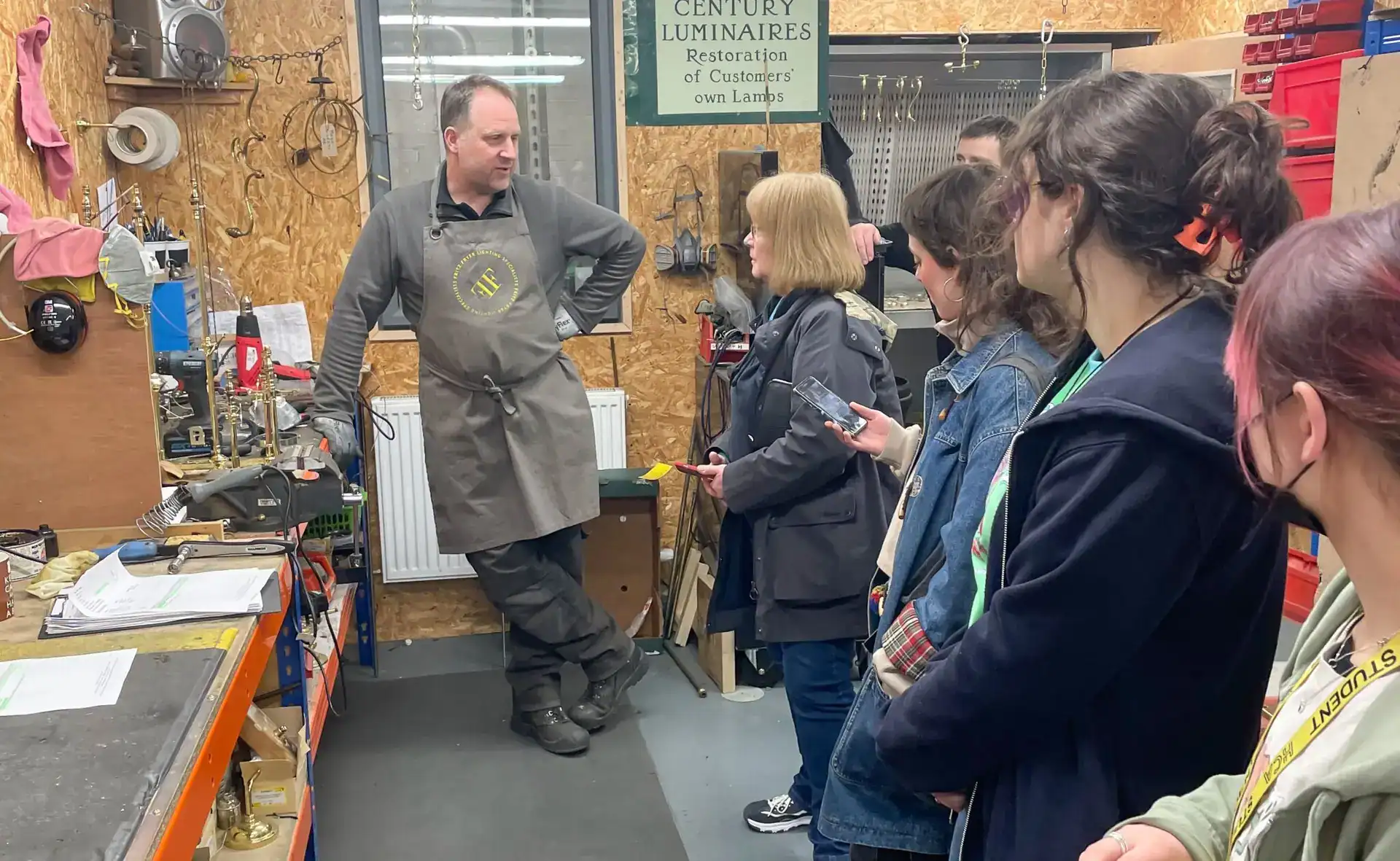 LED lighting demonstration at Fritz Fryer Lighting UK store.