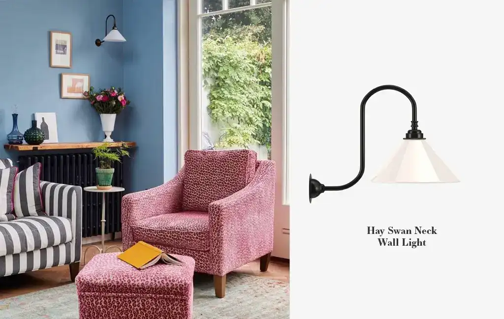 Hay Swan Neck Wall Light for elegant interior lighting.