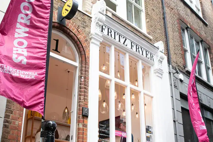 Fritz Fryer lighting shop exterior in UK.