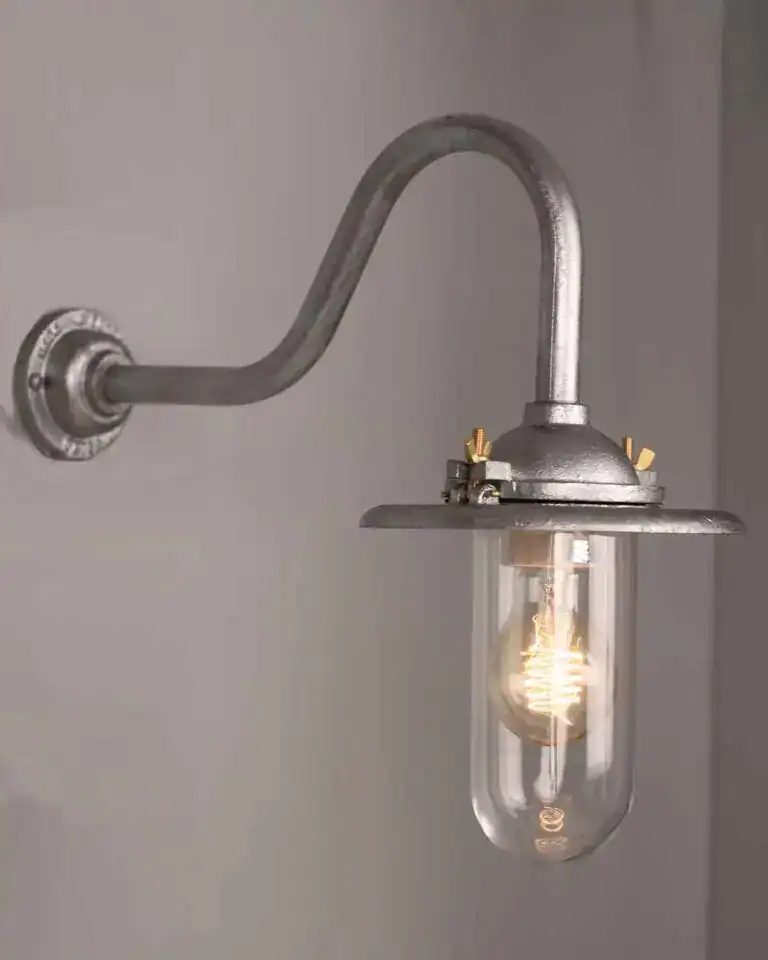 Galvanised Outdoor Swan Neck Wall Light