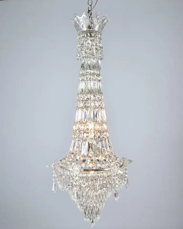 Antique Empire Style Waterfall Crystal Chandelier