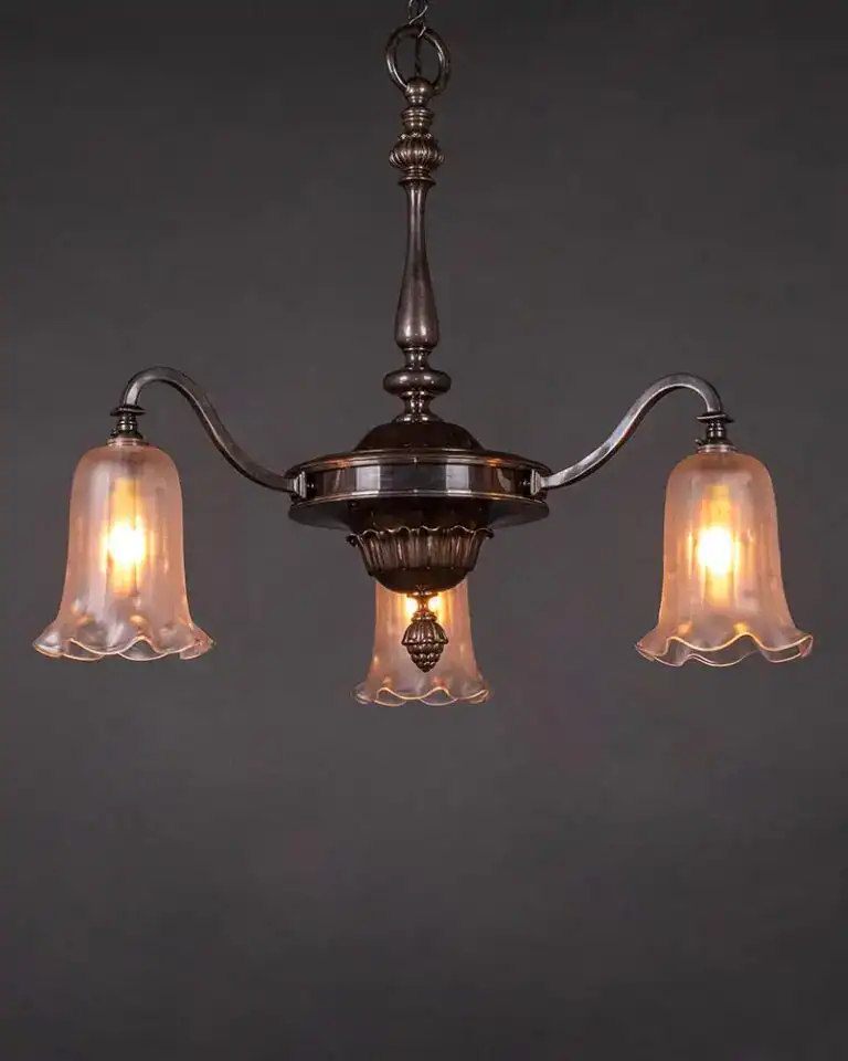 Antique Early 20th Century Bronze Electrolier
