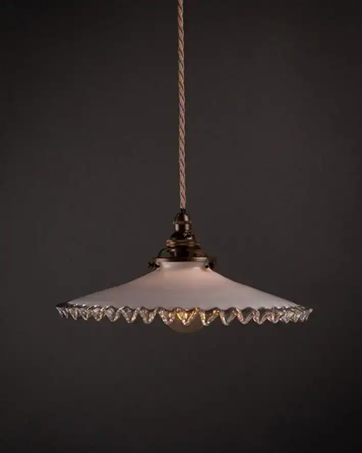Vintage French Frilled Coolie Pendant Light