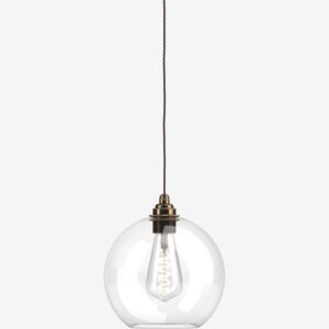 Fritz Fryer Large Hereford Glass Pendant Light Antique Brass