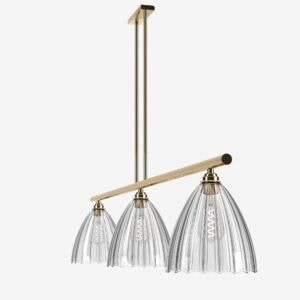 Ledbury 3 Light Bar pendant with glass shades and brass finish.