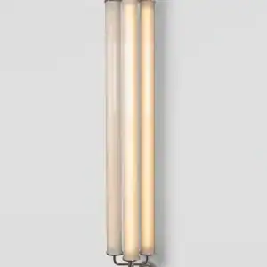 Wall-mounted vertical LED light fixture in a sleek, contemporary design.