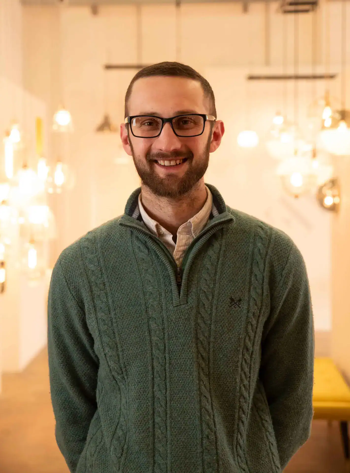 Callum at the Fritz Fryer showroom.