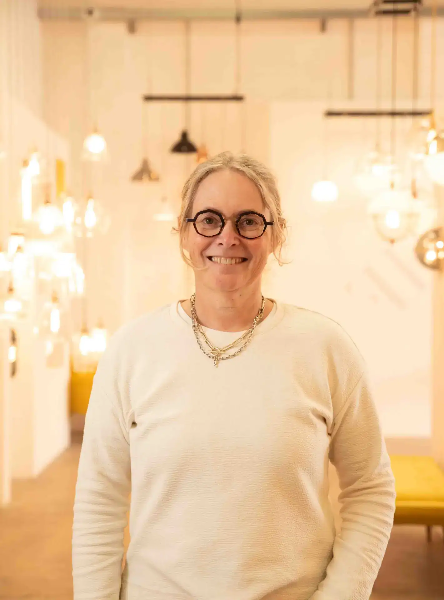 The director, Karen at the Hereford showroom, Fritz Fryer.