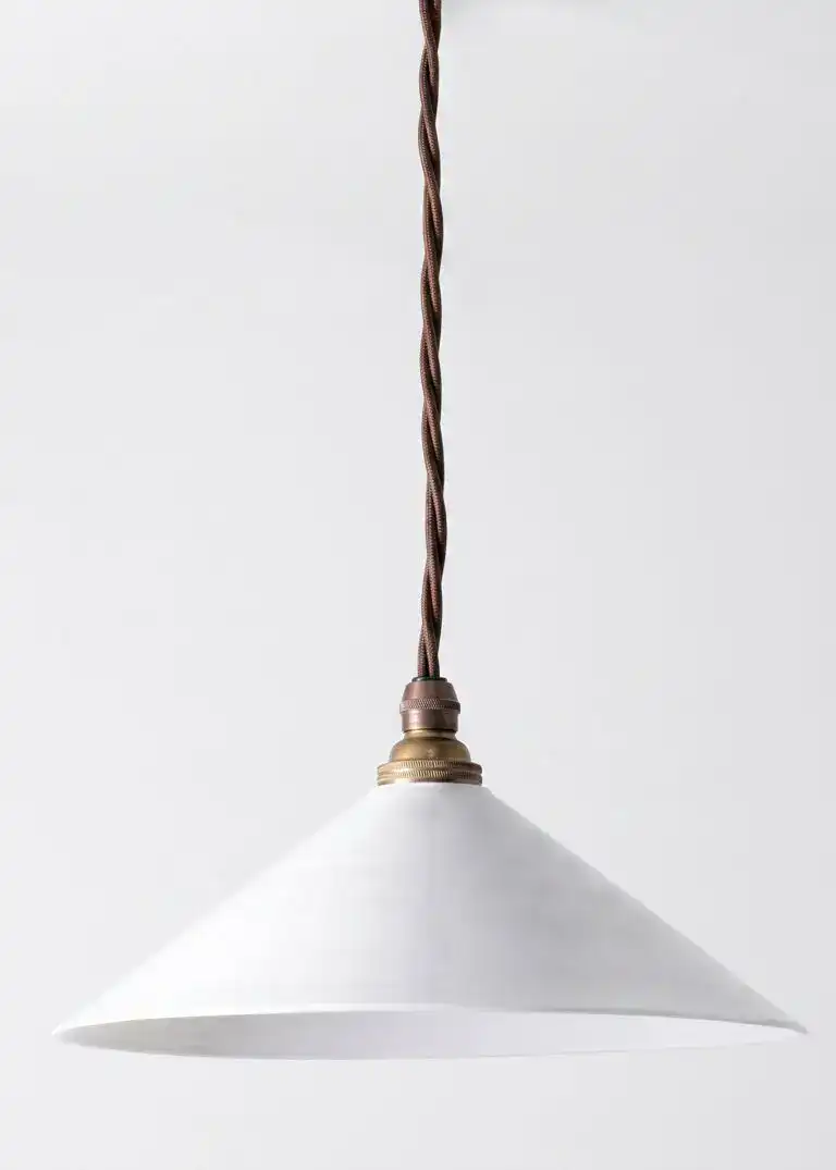Vintage White English Coolie Pendant Light