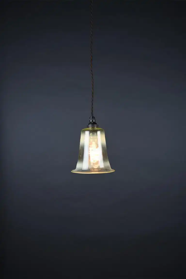 Elongated Antique Vaseline Glass Pendant Light