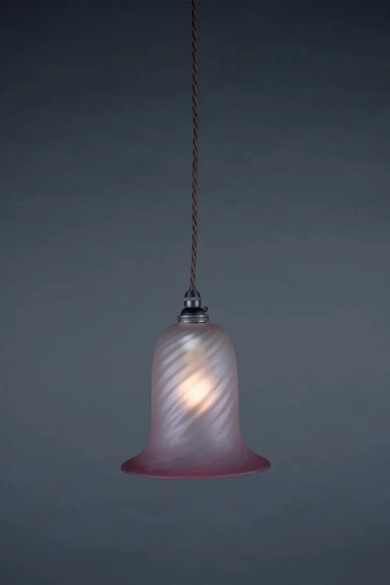 Antique twisted cranberry glass pendant Light
