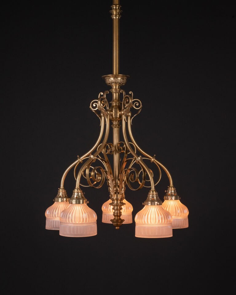 Five-Branch Ornate Late-Victorian Brass Electrolier