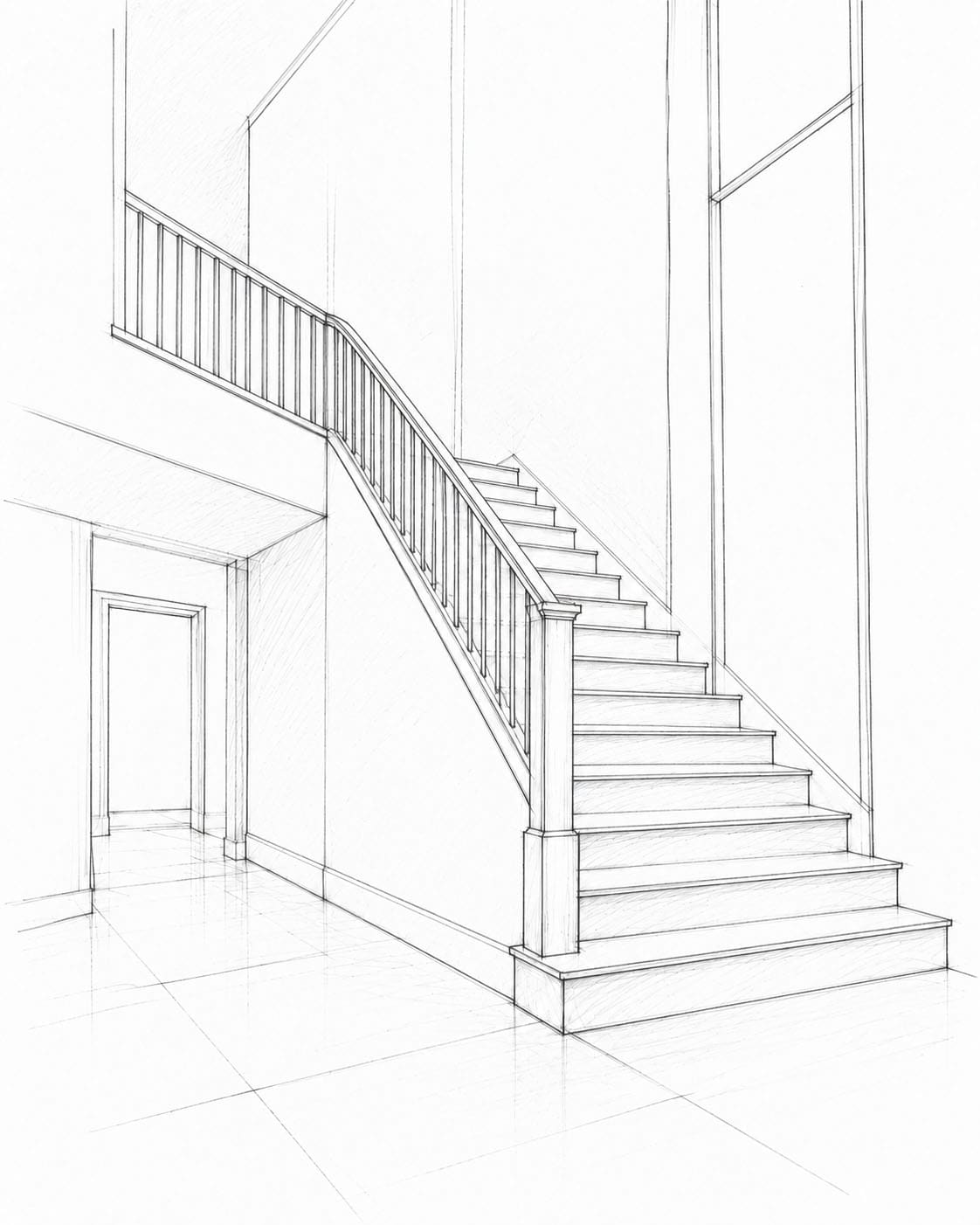Elegant staircase with lighting fixtures by Fritz Fryer Lighting UK.